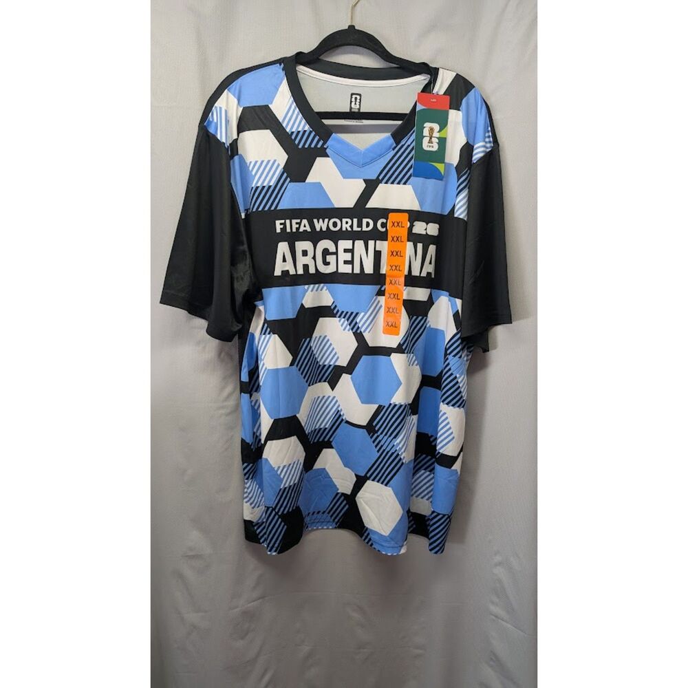 FIFA World Cup Argentina Soccer Shirt Jersey 2XL Black Blue White Licensed